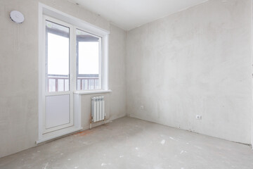 interior of the apartment without decoration in gray colors
