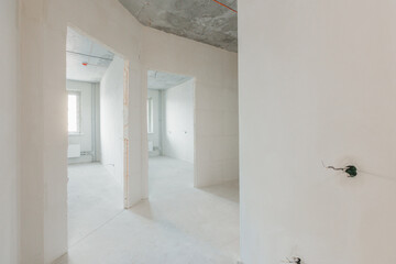 interior of the apartment without decoration in gray colors