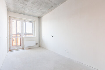 interior of the apartment without decoration in gray colors