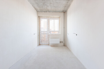 interior of the apartment without decoration in gray colors
