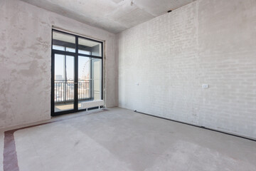 interior of the apartment without decoration in gray colors