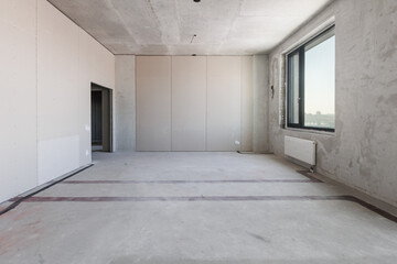 interior of the apartment without decoration in gray colors
