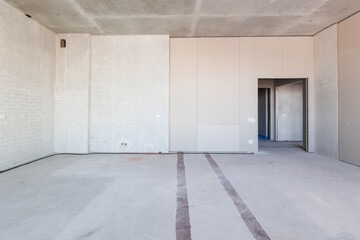 interior of the apartment without decoration in gray colors