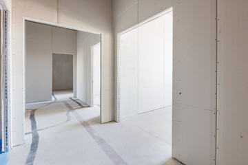 interior of the apartment without decoration in gray colors