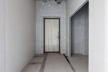 interior of the apartment without decoration in gray colors