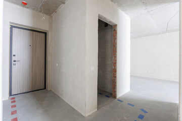 interior of the apartment without decoration in gray colors