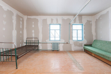 interior of the apartment without decoration in gray colors