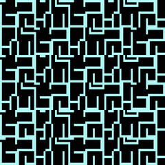 Seamless Pattern: Random  blue maze line textile vector background