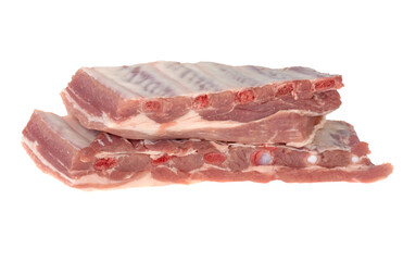 piece of pork rib isolated on white background