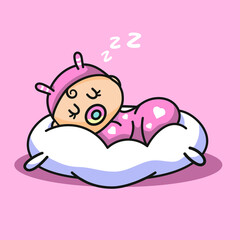 Cute Newborn Sleeping on Pillow