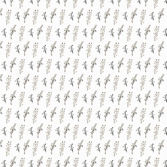 Fototapeta premium Watercolor seamless pattern with herbs leaves isolated on white background