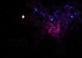 Star field in space and a nebulae. 3D rendering