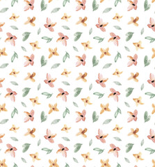 watercolor seamless pattern with yellow flowers and green leaves for textile wallpaper surface pattern