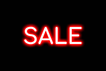 Sale neon banner, advertising symbol, light signboard.