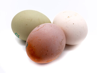 verschiedene Eier auf weißen Hintergrund