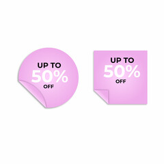 Discount price square and circle paper shape folded vector logo design 