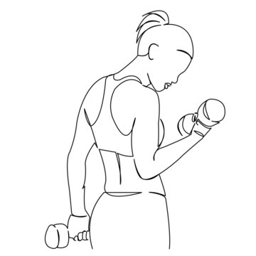 recommend clip art: girl with dumbbells doing fitness