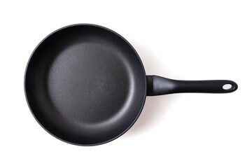 top view frying pan on white background