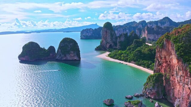Paradise island with idyllic beach and tropical nature. Thailand Krabi Railay