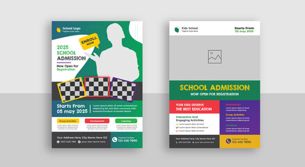 School education admission flyer poster - obrazy, fototapety, plakaty