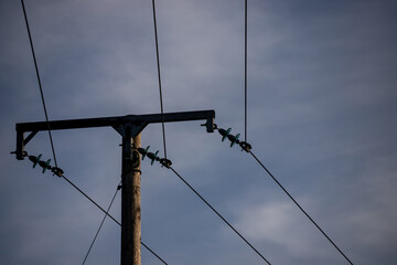 high voltage power transmission line tower top
