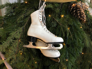 Skates hanging on the tree