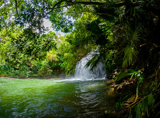 Obraz premium View of a hidden waterfall located in Mauritius 