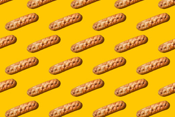 Creative Pattern made of garlic bread. Delicious and Healthy  Garlic bread. Fresh crisp bread.