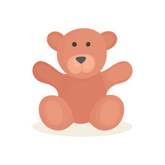 Bear. Cute sitting toy teddy bear. Drawing illustration in cartoon style. Part of set.