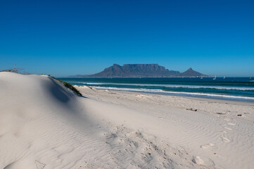 Bloubergstrand beach with a view of Table Mountain in Cape Town