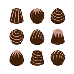 Vector set of chocolate candies isolated on white background