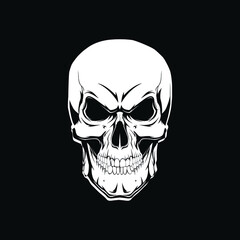 Skull on White background, Design head illustration for commercial use poster, card, flyer, emblem, sign. Vector illustration.