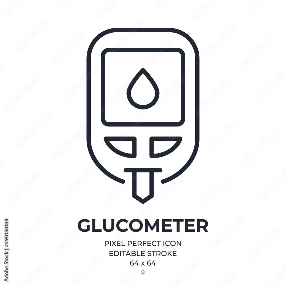 Canvas Prints glucometer or blood sugar monitoring system editable stroke outline icon isolated on white backgroun