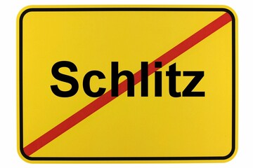 Illustration eines Ortsschildes der Stadt Schlitz