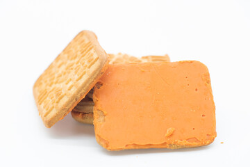 biscuit or cookies isolated on white background,butter cream biscuit