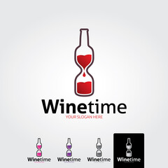 Minimal wine time logo template - vector