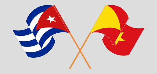 Crossed and waving flags of Cuba and Tigray