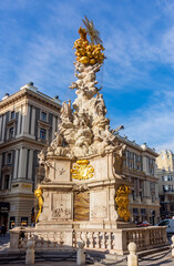 Fototapeta na wymiar Plague Column (Trinity column) on Graben street, Vienna, Austria