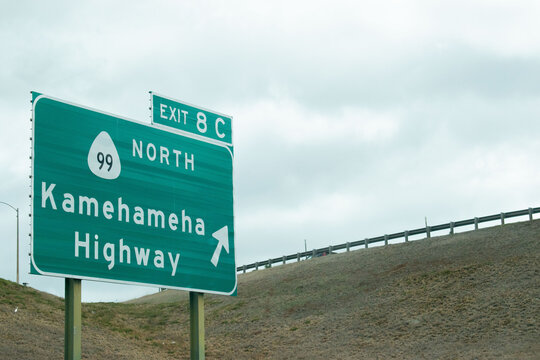 Highway sign, Hawaii, Kamehameha highway Oahu 