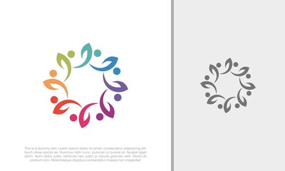 Obraz premium Global Community Logo Icon Elements Template. Community human Logo template vector. Community health care. Abstract Community logo.