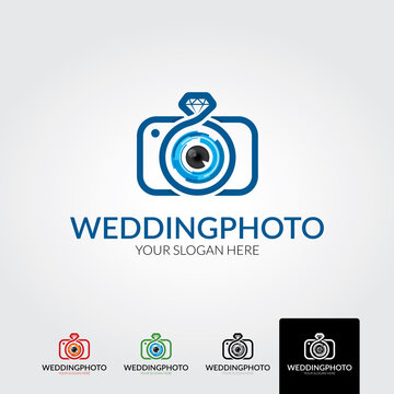 Minimal wedding photo logo template - vector