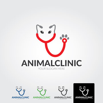 Minimal animal clinic logo template - vector