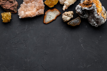 Crystal mineral stones texture - set of shiny gemstone