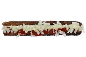 Dutch frikandel speciaal isolated on white background