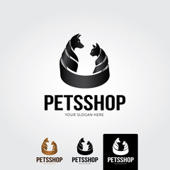 Minimal pets shop logo template - vector