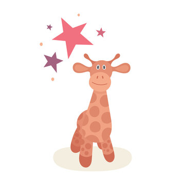 Giraffe. Cute giraffe illustration in cartoon style. Part of set.