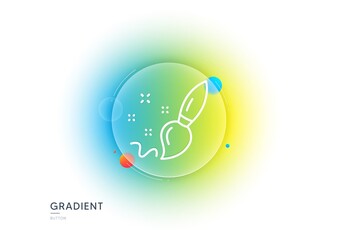Paint brush line icon. Gradient blur button with glassmorphism. Creativity sign. Graphic art symbol. Transparent glass design. Paint brush line icon. Vector