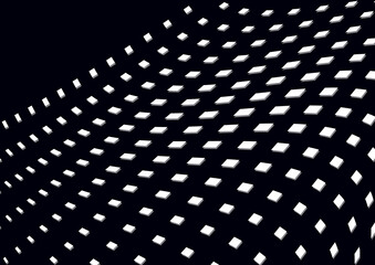 Abstract geometric background, lines of white small squares on a black background. Business or technical presentation. Vector