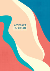 Abstract Dynamic Wave Soft Orange Papercut Style Background Design. Vector