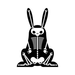 Skeleton Rabbit cartoon isolated. Skull hare Vector illustration